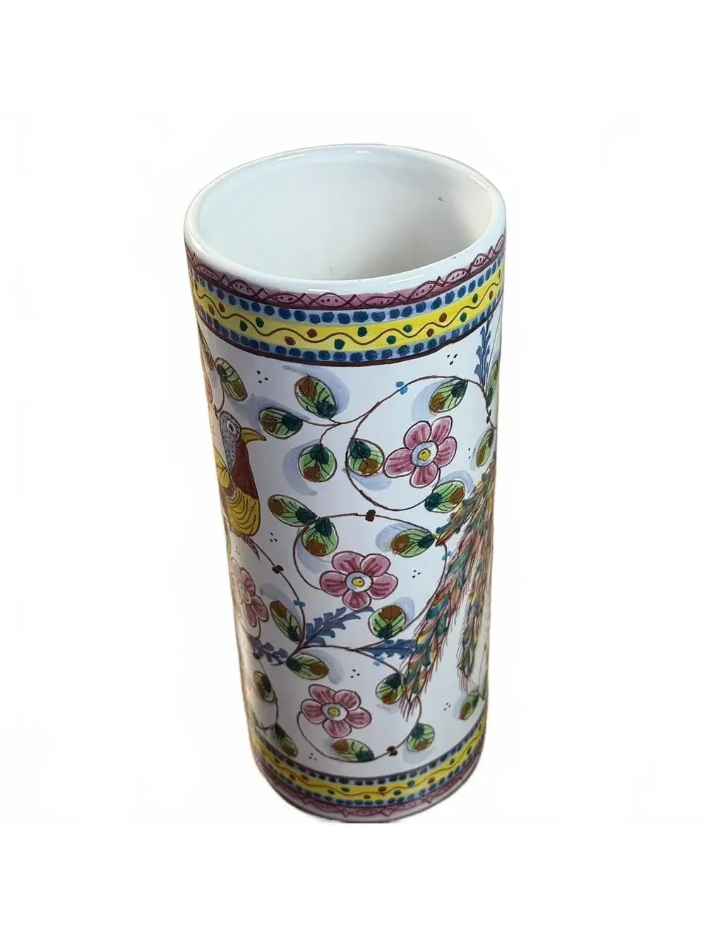 Hand Painted Phoenix Bird Vase Estrela de Conimbriga Portugal Sec XVII 10.5